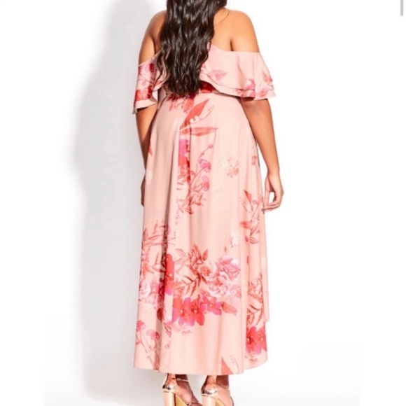 NWT City Chic Maxi Elegant Ruffle Dress in Elegant Floral Pink Size 18 Plus. - Picture 2 of 15